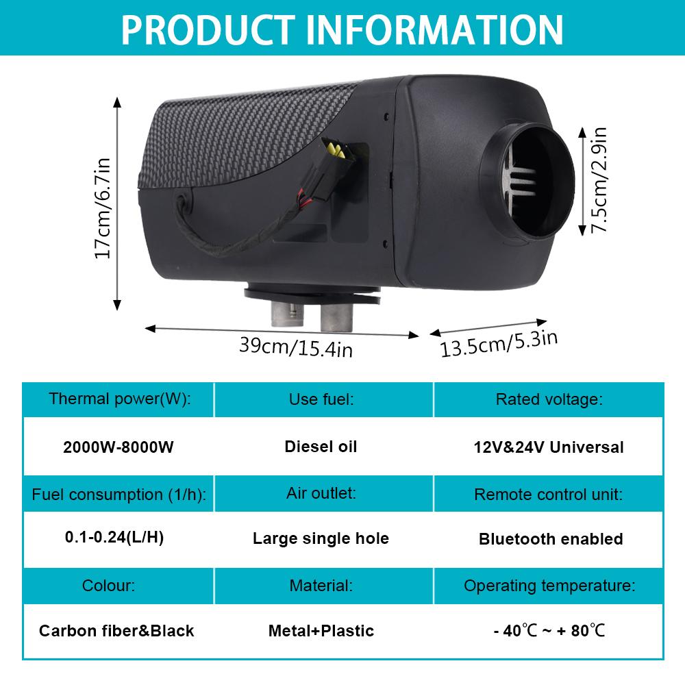 2-8KW 12V&24V Split machine Diesel Heater bluetooth Remote Control Automatic Altitude Adjustment for RV Trailer Camper Van