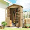 Outdoor Wooden Storage Cabinet, Garden Tool Shed with Acrylic Windows for Patio, Light Brown