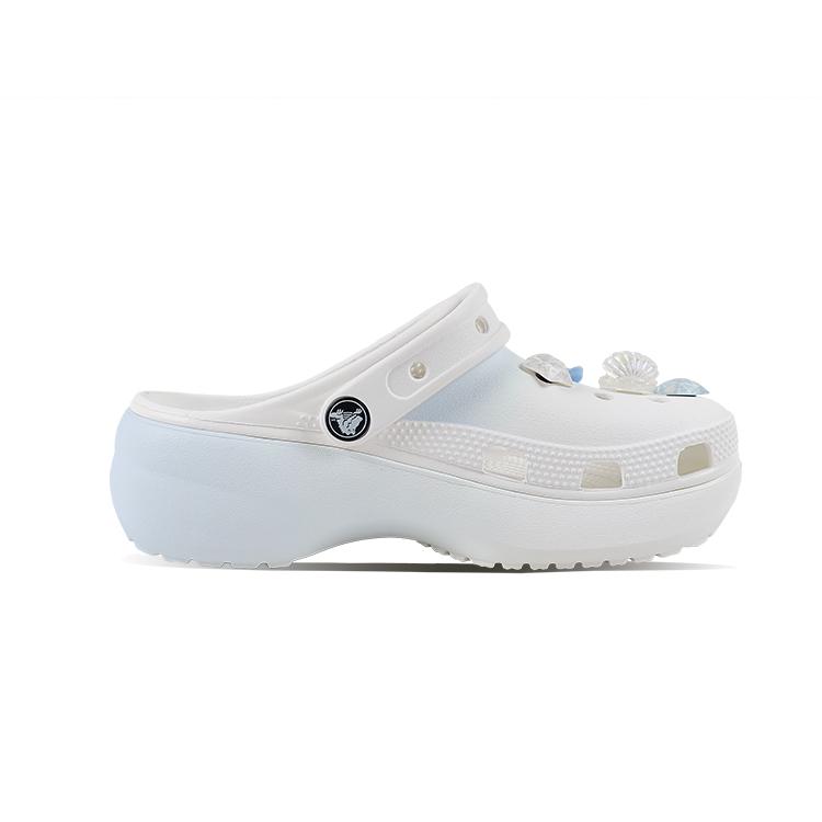 Crocs Classic Platform Clog EVA Starfish Gradient Hand-Painted Cute Versatile Beach Niche Campus Style Hole Shoes Unisex White