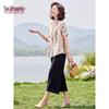 Yu Zhaolin Damen Sommer Set mit kurzen Ärmeln und floralem Print