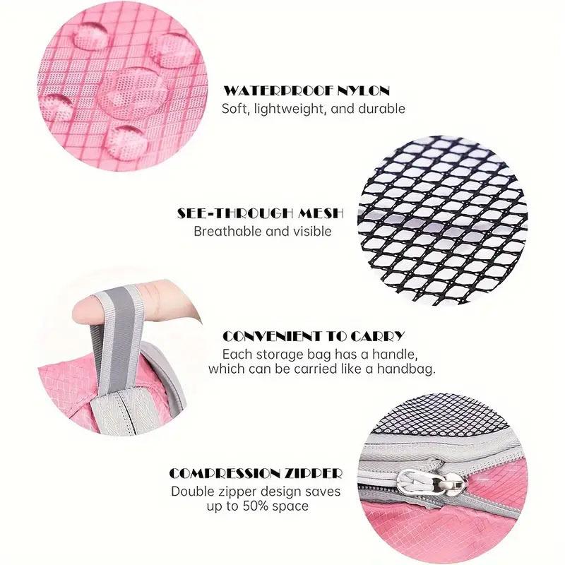 Diamond Grid Compression Travel Organizer 5-Piece Set: Suitcase and Clothing Storage Bags