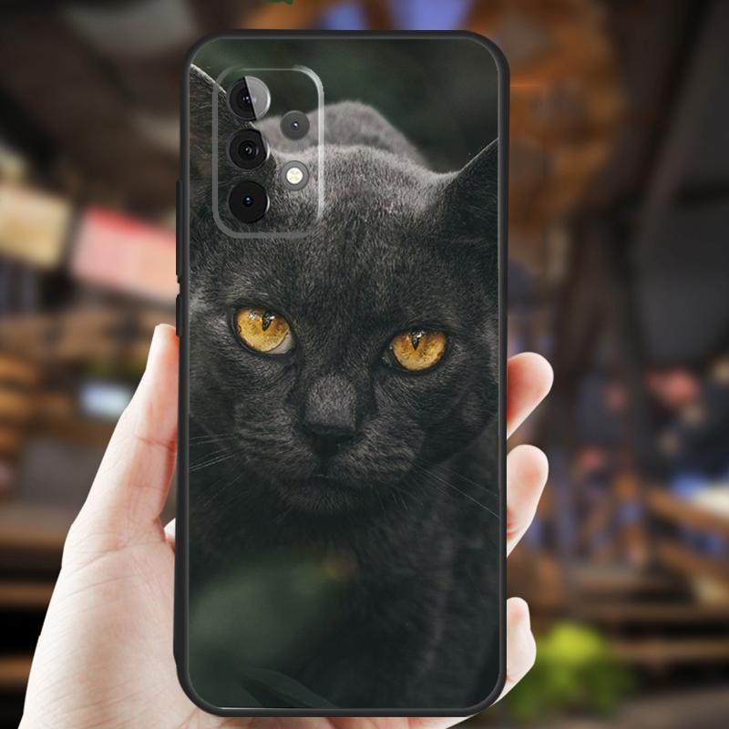 Black Cat Staring Eye Case For Samsung Galaxy A05 A06 A22 A53 A33 A26 A16 A56 A36 A32 A52 A54 A34 A14 A55 A15 A35