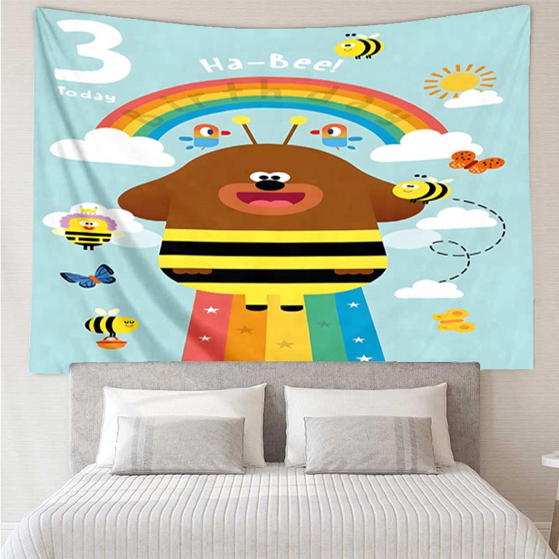 Bee's Rainbow Adventure Tapestry Hanging for Bedroom,Livingroom, Playroom,Decor Art Room Wall Tapestry Holiday and Birthday Gifts