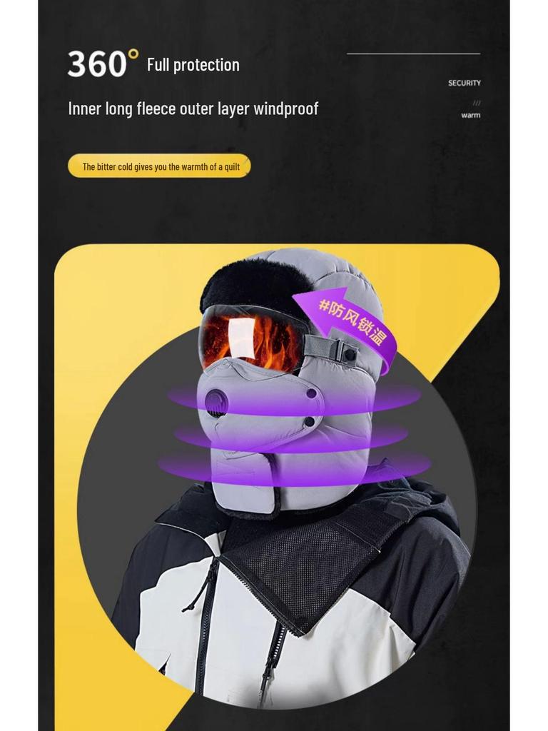 Unisex Winter Lei Feng Hat & Scarf Combo: Windproof, Warm, Protective with Eye Cover