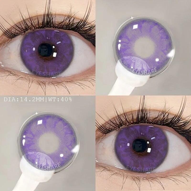 AMARA 1 Paar violette Linsen für Augen, farbige Kontaktlinsen, Anime-farbige Linse, violette Pupillen für Frauen, Y2K-Linsen für natürliche Augen