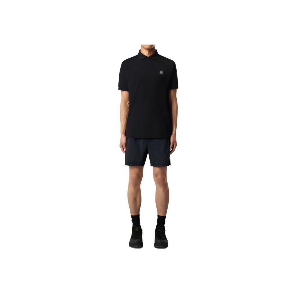 STONE ISLAND Logo Kurzarm Knopf Poloshirt Herren Poloshirts Schwarz K2S152200005S0017-V0029