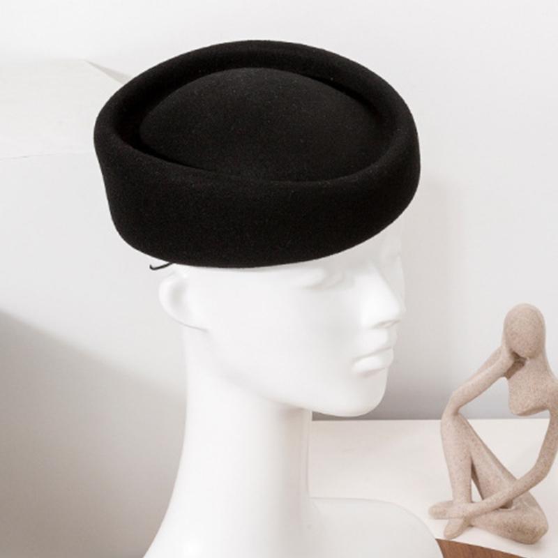 Professioneller Woll-Flugbegleiterhut Traditionelle Flugbegleiterkappe für Damen Uniformpassendes Accessoire Kopfbedeckung