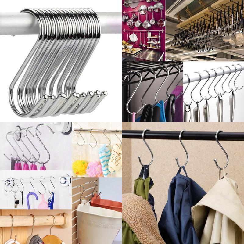 Stainless Steel S-shaped Hook Hook Door Space Saving Wardrobe Bag Rack Clothes Kitchen