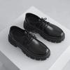 Schwarze Leder Freizeitschuhe Outdoor Nähen Walking Herrenschuhe Mode Dicke Sohle Sneakers Männlich Atmungsaktiv Sport Plateau Schuh Neu