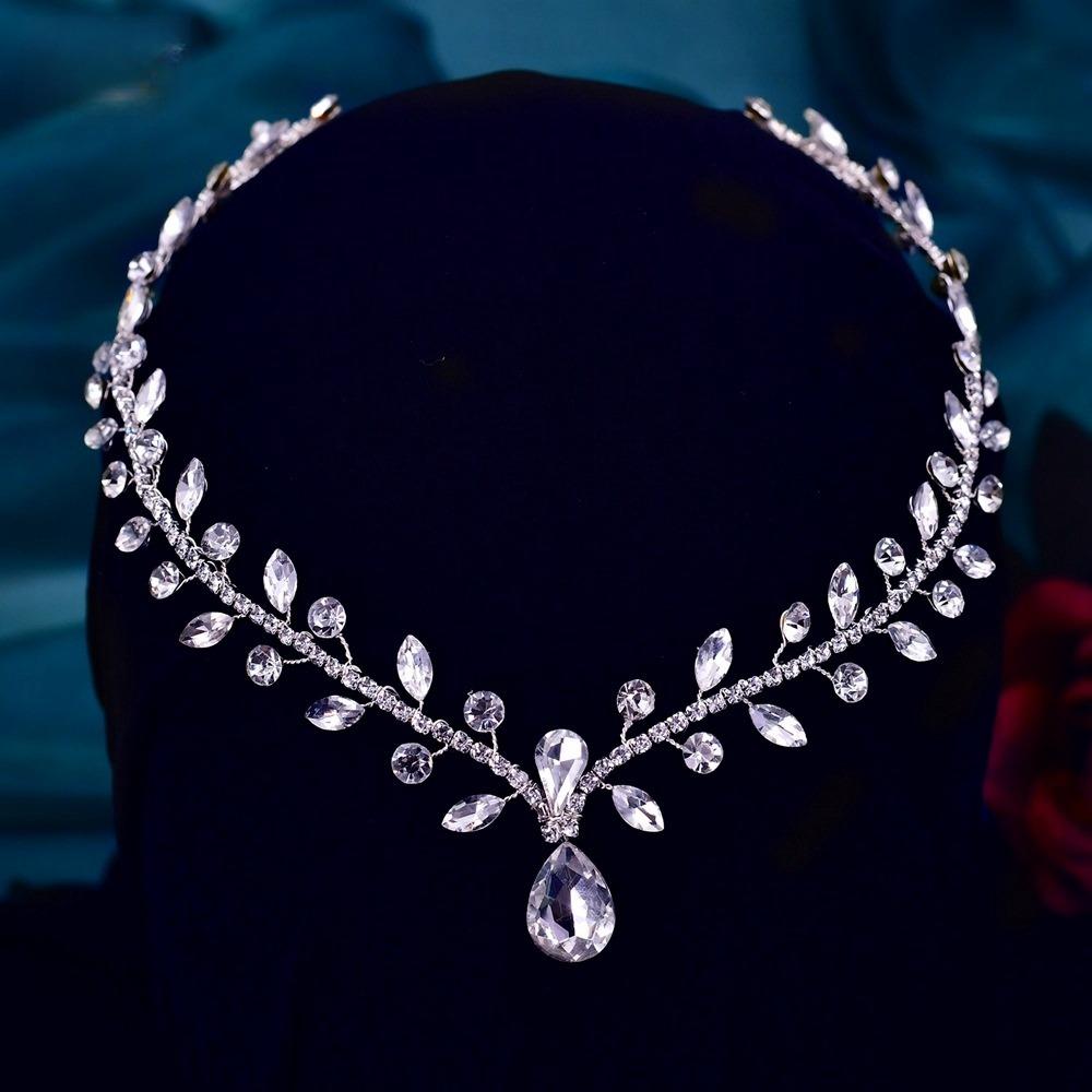 Crystal Rhinestone Frontlet Water Drop Bridal Wedding Hair Ornament  Girls