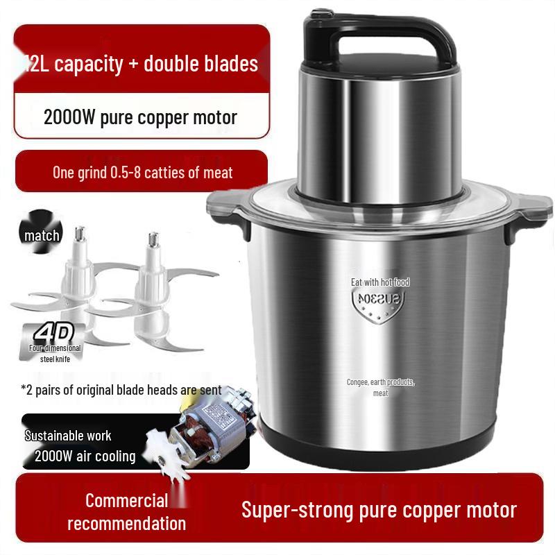 High-Power Multifunctional Food Processor: Electric Mincer & Mixer for Large Capacity