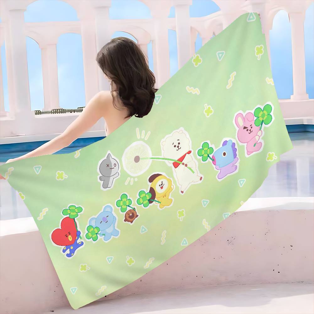 B-Bt-21 Group Cartoon Anime Big Microfiber Beach Towels Quick Dry Towel Sand Beach Towels Pool Towel for Travel Swim Pool Yoga