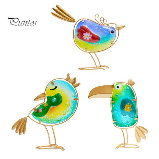 

3 шт./компл. садовое стеклянное украшение в виде птицы, устойчивое к погодным условиям, внутреннее и внешнее дворовое искусство, металлическая проволока, витражное стекло, стоящая мультяшная статуя птицы 1 Set