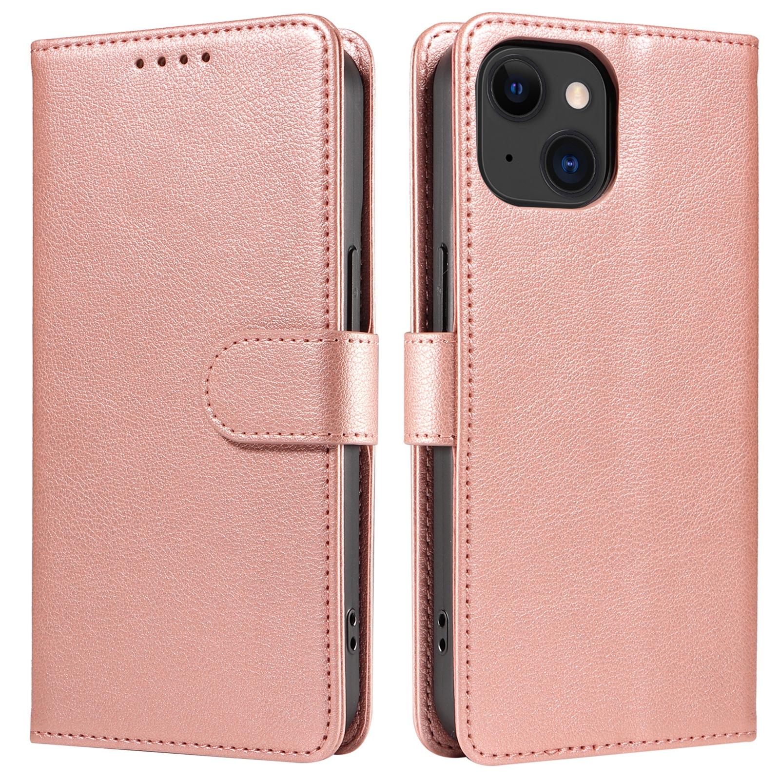 

For iPhone 13 Leather Case Litchi Texture RFID Blocking Wallet Stand Phone Cover F