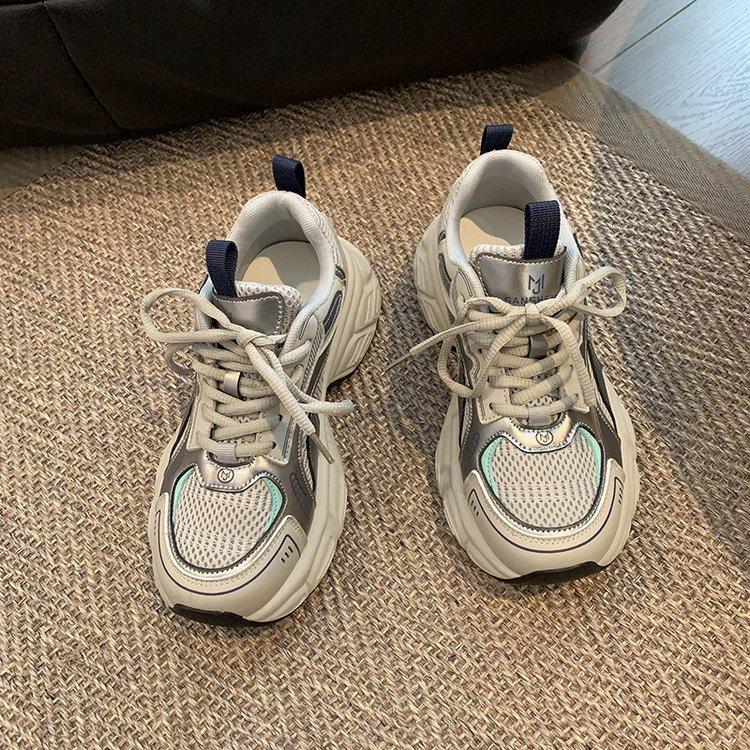 

2025 spring new dad shoes retro high-end popular versatile women s shoes lightweight thick-soled heightening dad shoes 35 синий