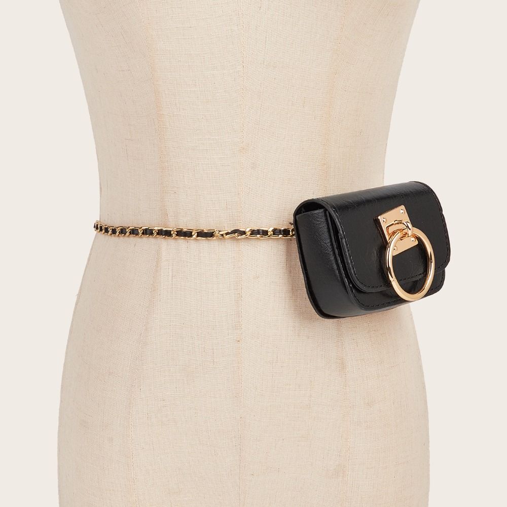 Zinc Zinc Alloy PU Leather Waistband Jeans Decor Waist Bag Fashion Belt with Waist Pack  Streetwear