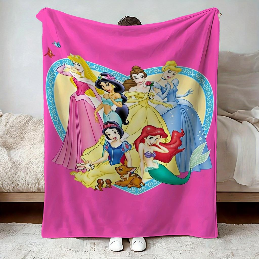 Die Disney Prinzessinnen Themen Decke Superweich mit Niedlichen Cartoon-Drucken Bequem Familie Reisen Sofas Betten Geschenk Prinzessinnen-Fans