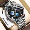 POEDAGAR Luxury Male Clock Chronograph Date Stainless Steel Quartz Men Watch Luminous Waterproof Fashion Men's Watches Reloj+Box