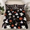 Gothic Spooky Bedding Set Pumpkin Lantern Cute Halloween Bed Sheets for Kids Boys Teens,Ghost Spiderwebs Fitted Sheet Black Cat Cobwebs Bats