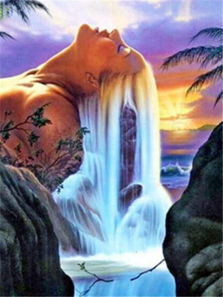 5D Full Drill Diamond Painting Waterfall Nutural Landscape Embroidery Cross Stitch Decoration for Home
