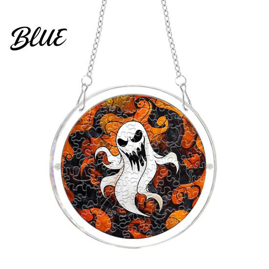 Cute Spooky Puzzle Halloween Acrylic Suncatcher Window Hanging,7.87 Inch Sun Catcher Themed Gift Idea Decoration Ornament Ideal for Gifting and Home