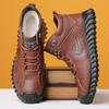 Men's Winter Martin Boots Fleece Thickened Versatile Snow Boots Labor Insurance Men's Cotton Shoes Zhongbang Leather Cotton Boots