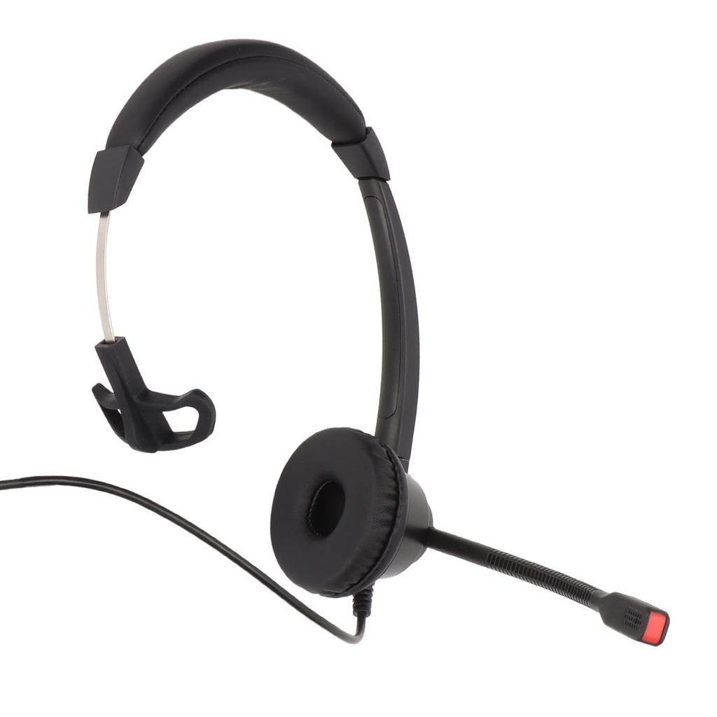 Telephone Headset Noise Cancelling Comfortable Single Ear Communication Headset for PC Computers Black