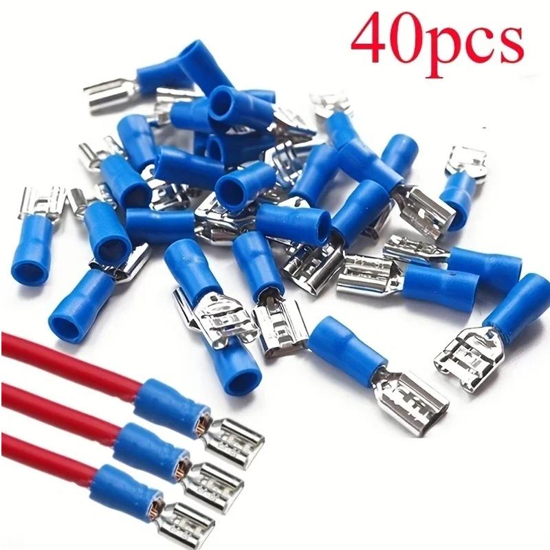 

40Pcs Insulated Spade Electrical Crimp Cable Connectors Connector Terminal