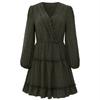 Vestido con cuello en V de manga larga y temperamento informal a la moda para mujer
