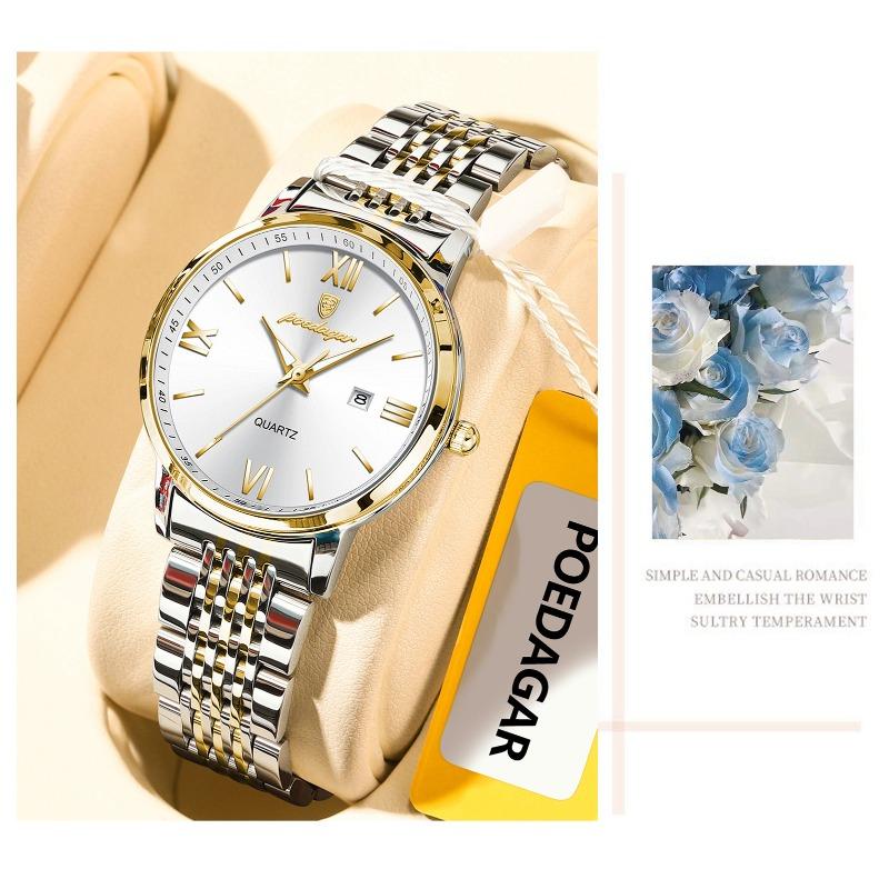 POEDAGAR Top Original Woman Wristwatch Waterproof Luminous Date Ladies Watch High Quality Stainless Steel Quartz Watches