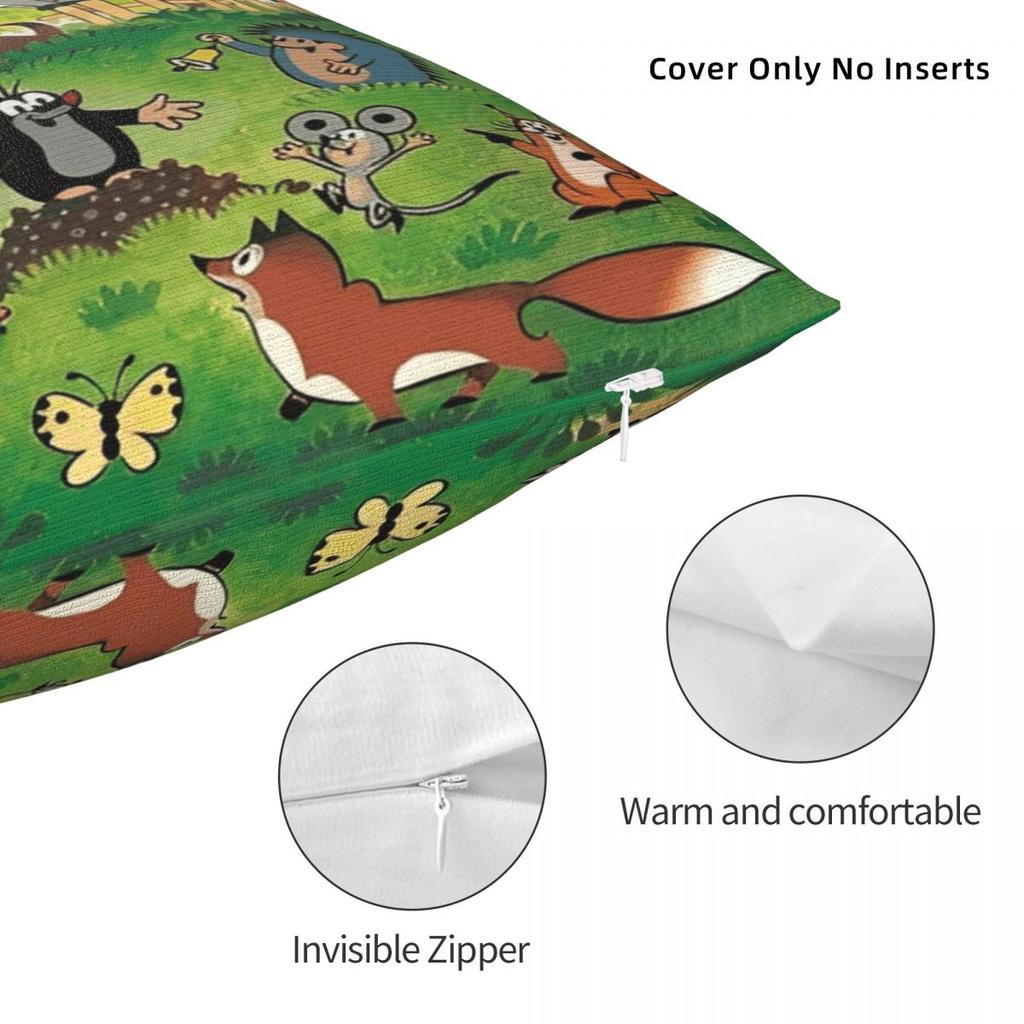 The Little Mole Cartoon Animal Printed Pillowcase Cushion Cover Throw Pillow Cover New Style Bedroom Decor Square Multiple Sizes