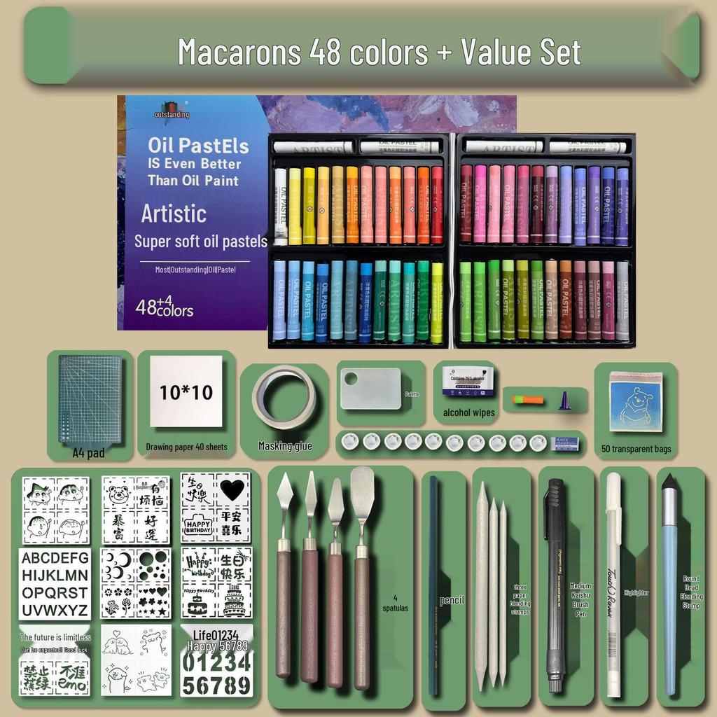 48-Color Super Soft Oil Pastels Set with Scraper - Child's Painting Kit