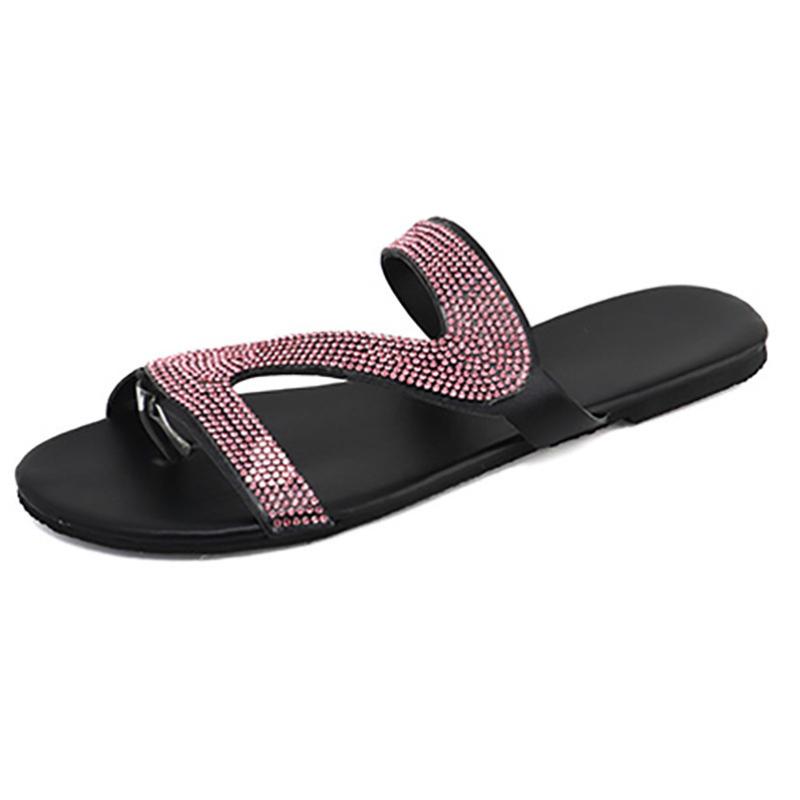Fashion 2024 Sexy Women Sandals Fashion Rhinestones Women Slippers Outdoor Beach Flip Flops Comfortable Falt Sandals for Women Plus Size