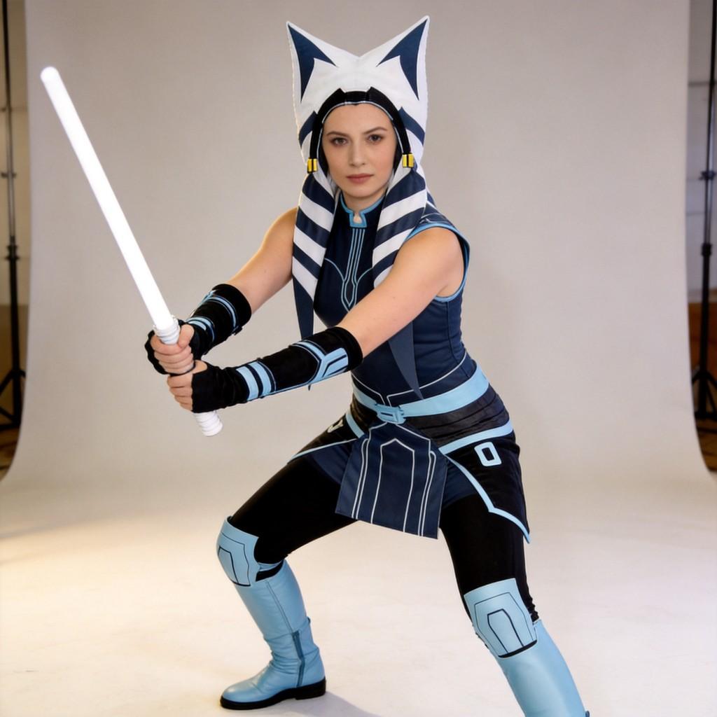 Star Wars Clone Wars Ahsoka Tano Cosplay Costume With Stretch Fabric For Anime Fans