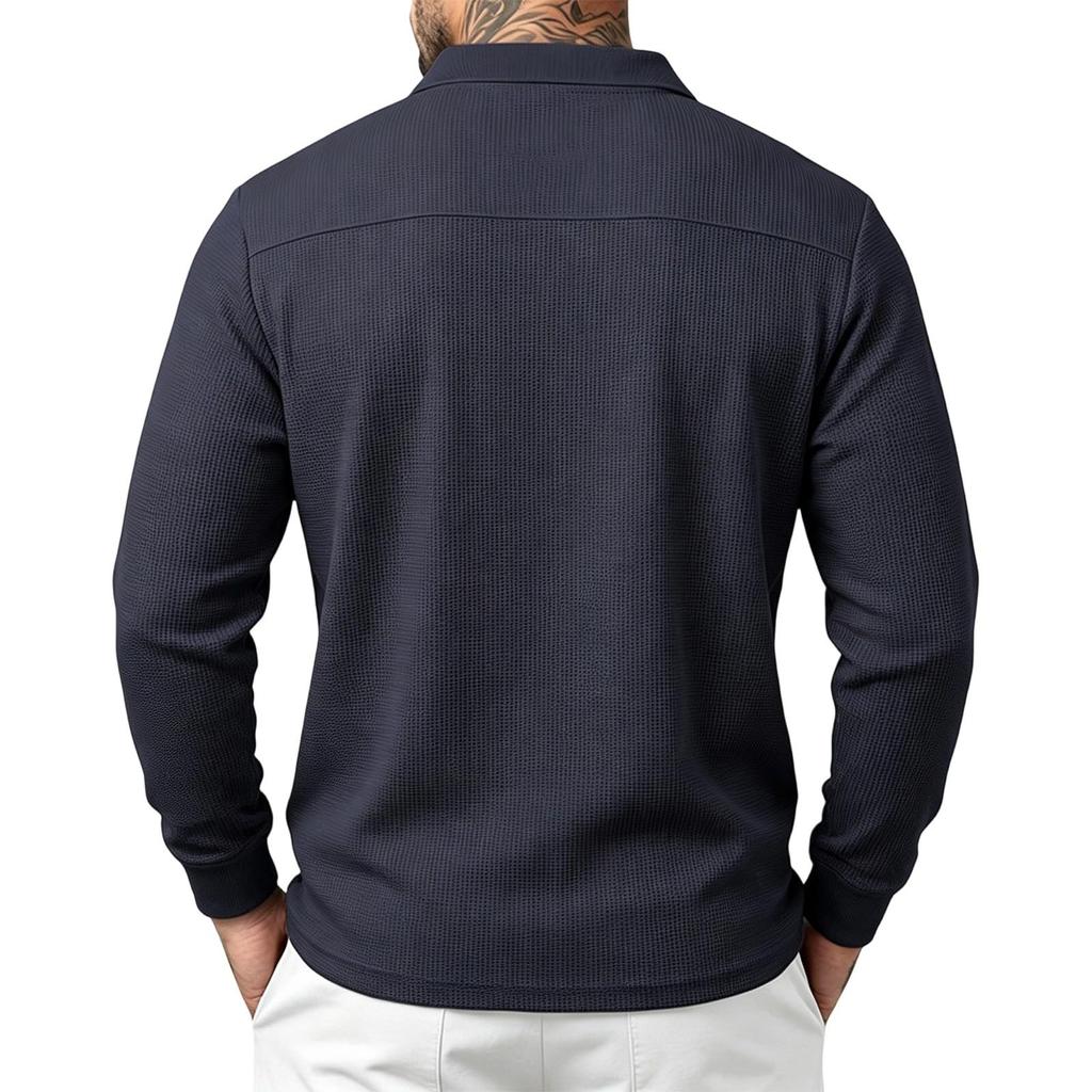 Men's Knit Long Sleeve Shirt Breathable Business Casual