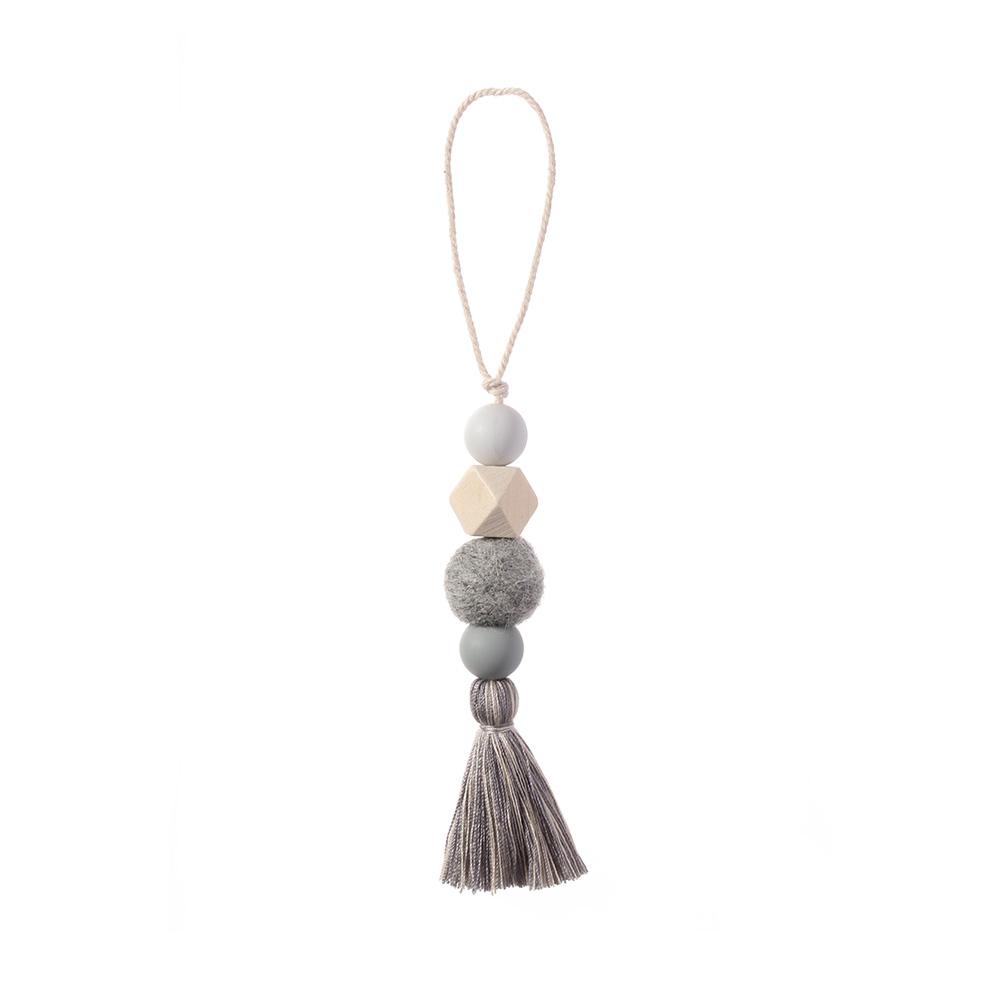 Home Decor Wood Bead Closet Pendant With Tassels Clothes Rack Garland Farmhouse Rustic Door Handle Drawer Knob