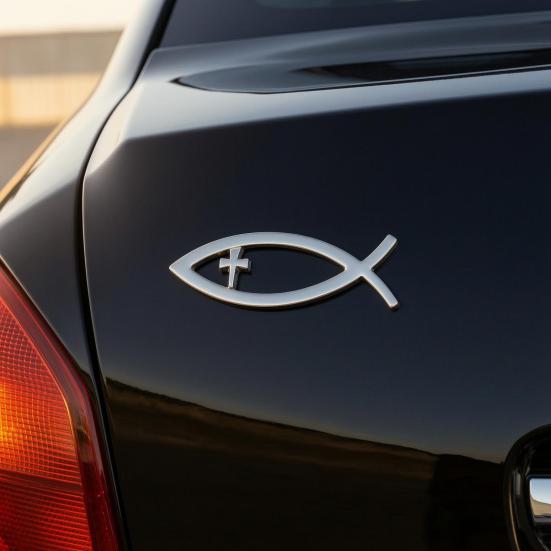 Autoaufkleber Fischförmiges Emblem 3D-Metalltextur Autoaufkleber mit starkem Klebstoff Wasserdicht Sonnenschutz für Karosserie Stoßstange Fenster