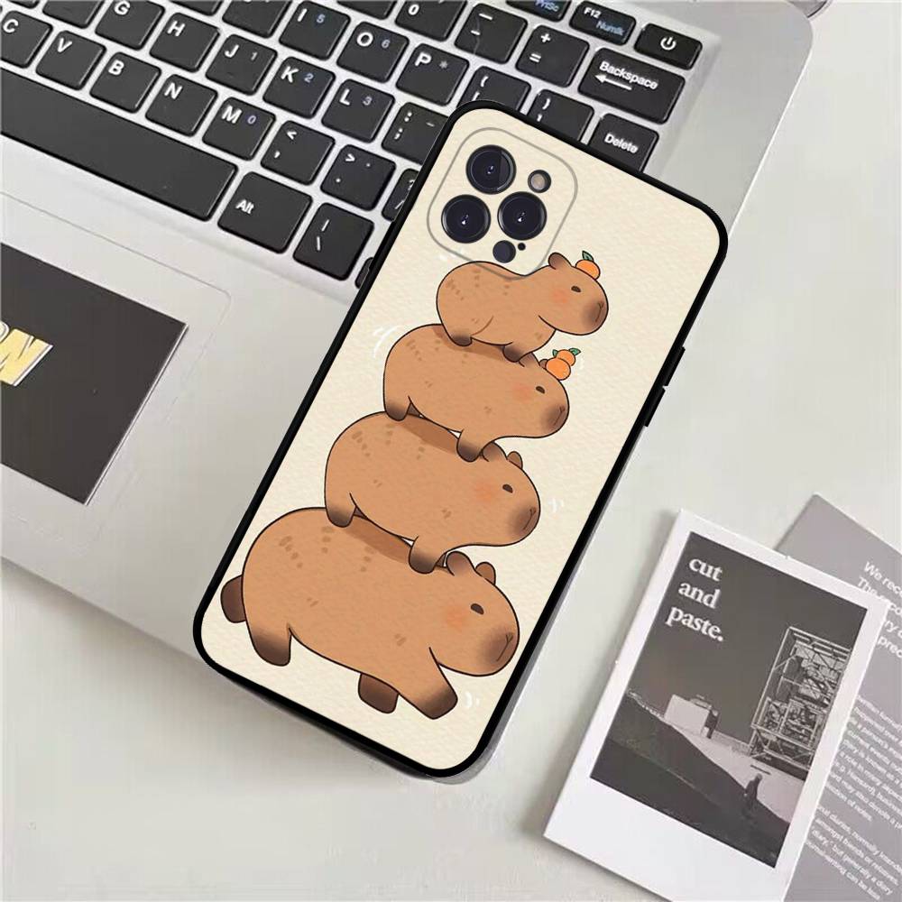Cartoon Capybara Phone Case For IPhone 17 16 15 14 11 12 13 Mini Pro XS Max Plus Funda Shell