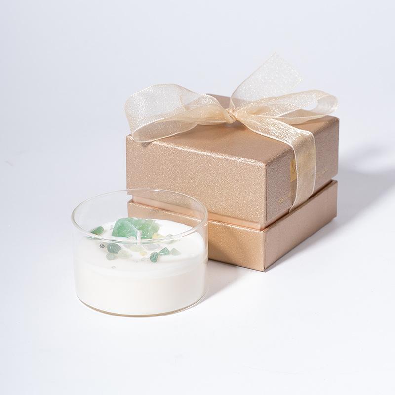 Transparent Glass High-looking Souvenir Gift Box with Long-lasting Fragrance Natural Crystal Stone Fragrance Scented Candle