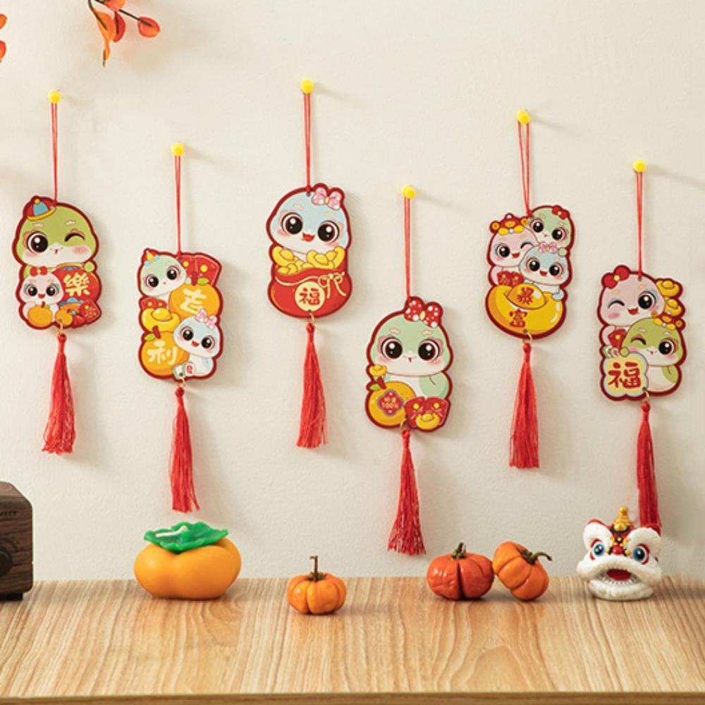 6pcs/set Zodiac Snake Snake Year Lucky Pendant Traditional Spring Festival Plant Pendant Festival