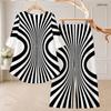 Women Plus Size Two Piece Pant Set Round Neck Half Sleeve Black White Printed High Low Top Wide Leg Pants