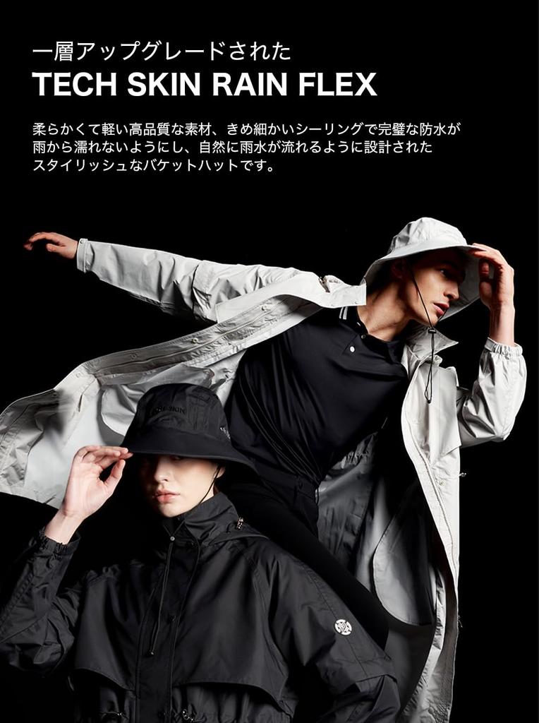 [TECH SKIN] Golfowy kapelusz przeciwdeszczowy, Wodoodporny kapelusz typu bucket, Unisex, Lekki, Oddychający, Uszczelniony, Wodoodporny, Stylowy kapelusz, Z logo Tech Skin (Khaki)