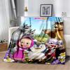 Coperta morbida in peluche 3D Masha e Orso, Cartone animato di Natale, Coperta in flanella, Plaid per Soggiorno, Camera da letto, Letto, Copertura per divano