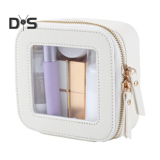 

Дорожная косметичка, маленькая водонепроницаемая косметичка, косметичка, портативный органайзер для косметики с прозрачным окошком для женщин белый