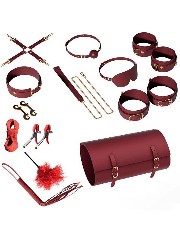 Erotic Set Sexy Leather Plush Sex Toys Bondage Kit Handcuffs Feather Blindfold Flirt Exotic Accessories Couples Adult Games