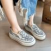 Modische Damen Canvas Sneaker Damen Plateau Slip-On Loafer Runde Spitze Flache Tennisschuhe zapatos de lona