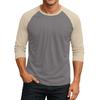 Men's Round Neck Contrast Color Raglan Three-quarter Sleeve Top T-shirt