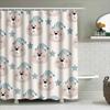 Cute Bear Pattern Shower Curtain For Home Decoration Waterproof Bath Accessories White Blue Stripes Design