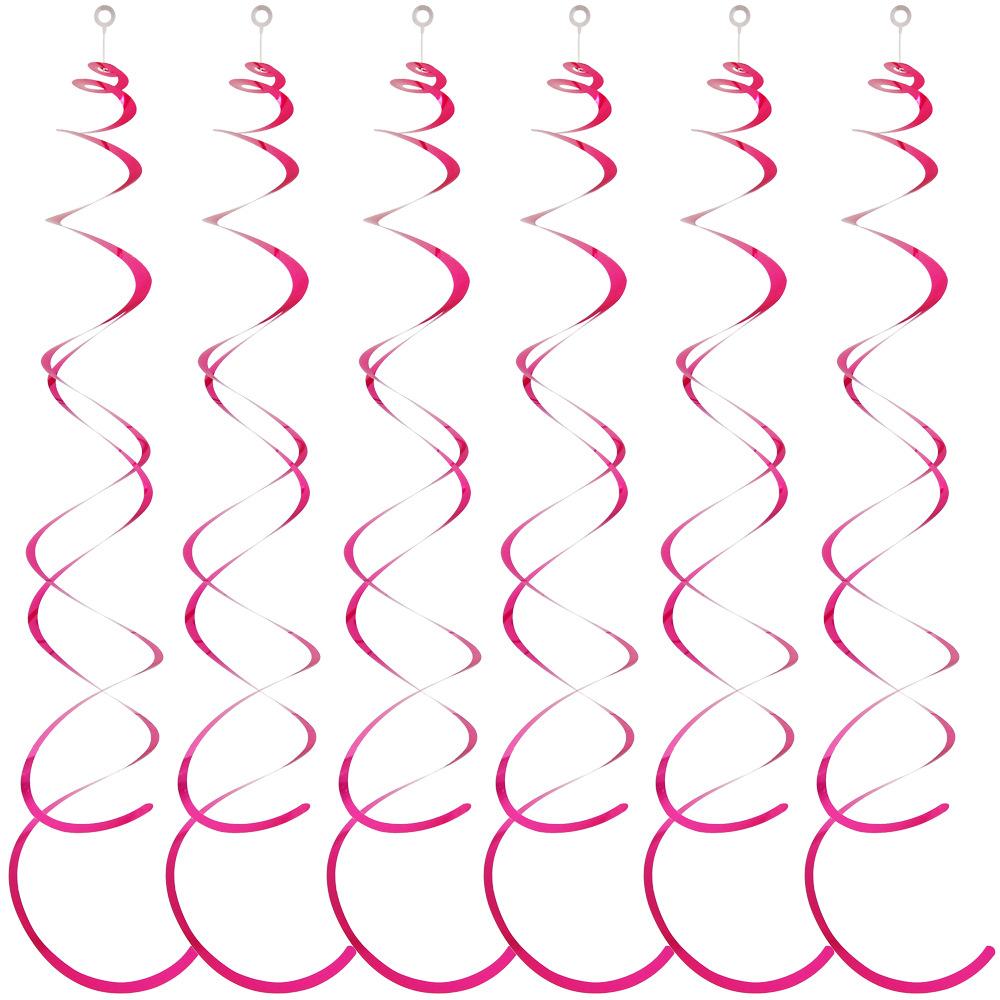 6PCS Spiral Pendant Party Streamers Hanging Plastic Streamer Spiral Pendant Twin Tail Party Ceiling Foil Swirl Decorations