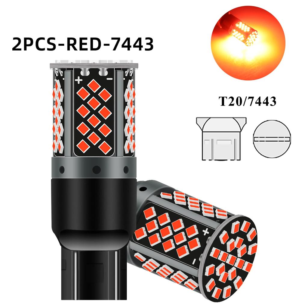 2pcs 1156 BA15S 1157  T20 7440 W21W 7443 W21/5W 2025chip 81smd  LED Car Tail Bulb Brake Reverse DRL Turn Signal Light 12V Canbus